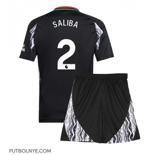 Camiseta Arsenal William Saliba #2 Visitante Equipación para niños 2024-25 manga corta (+ pantalones cortos)